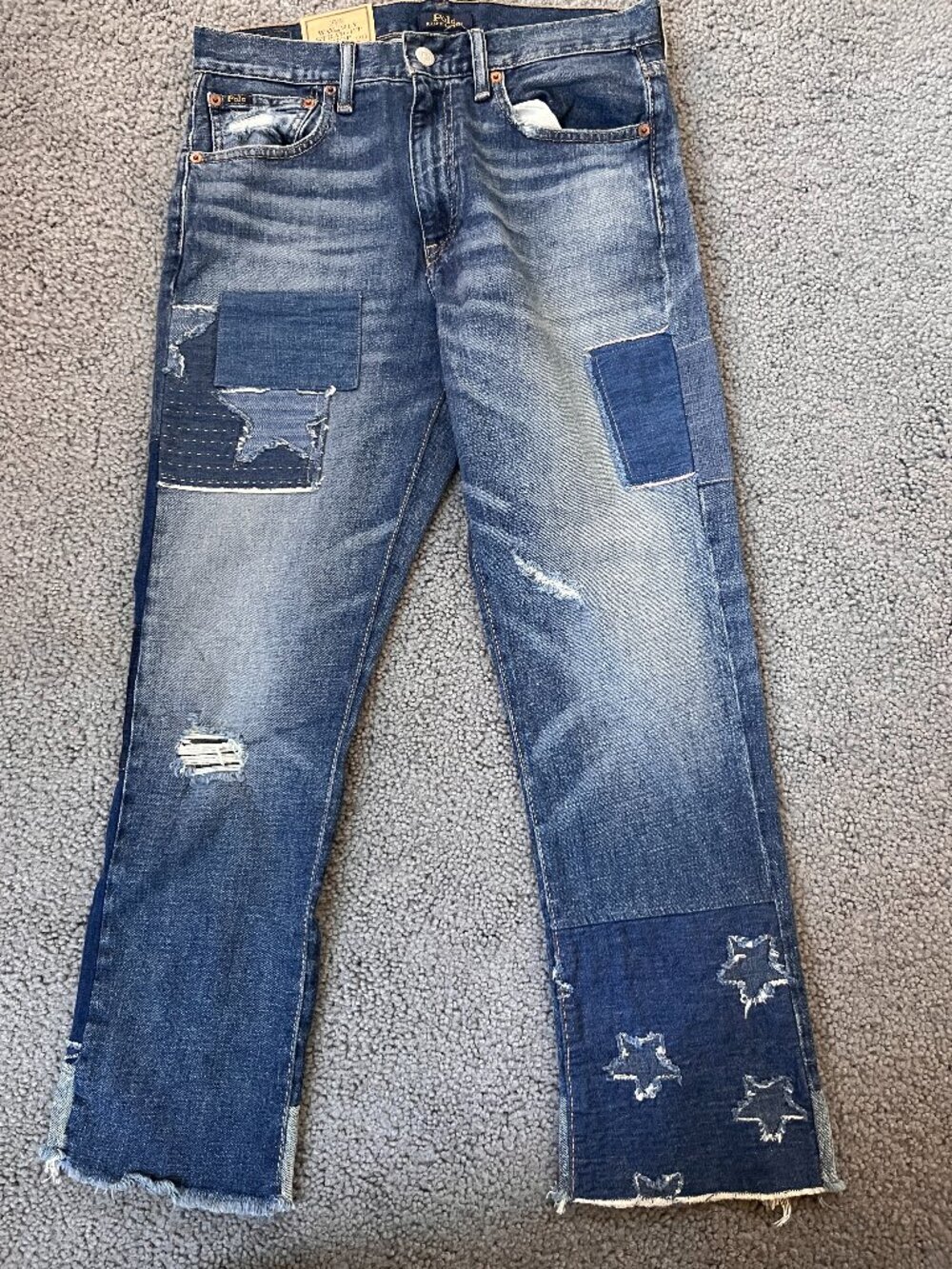 POLO RALPH LAUREN NEW WITH TAGS THE WAVERLY STRAIGHT CROP - STAR PATCHES - 29